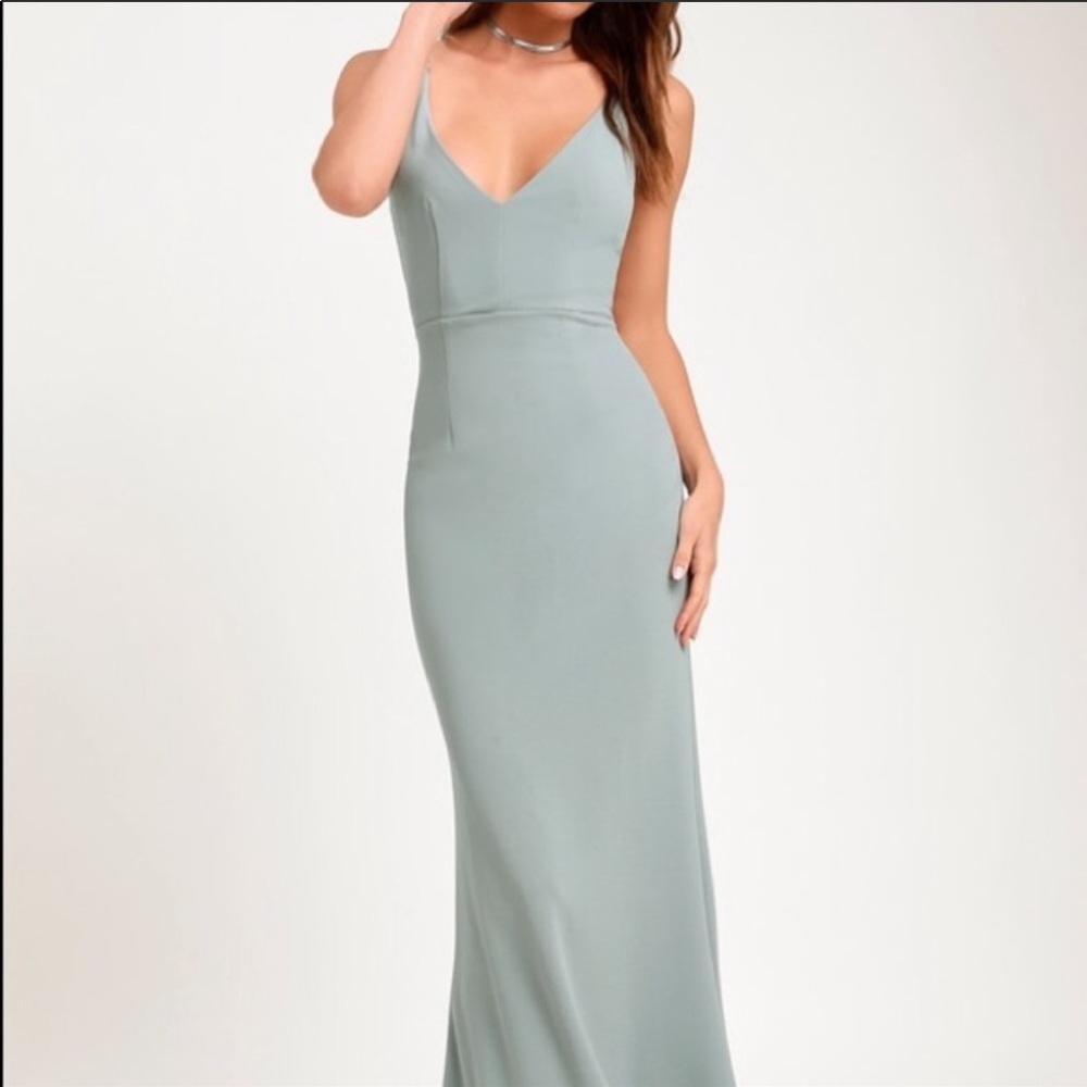Lulu’s Melora Slate Blue Maxi Dress - Medium